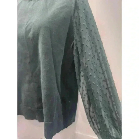 CeCe Green Long Lace Sleeve Blouse size Large - Picture 2 of 6